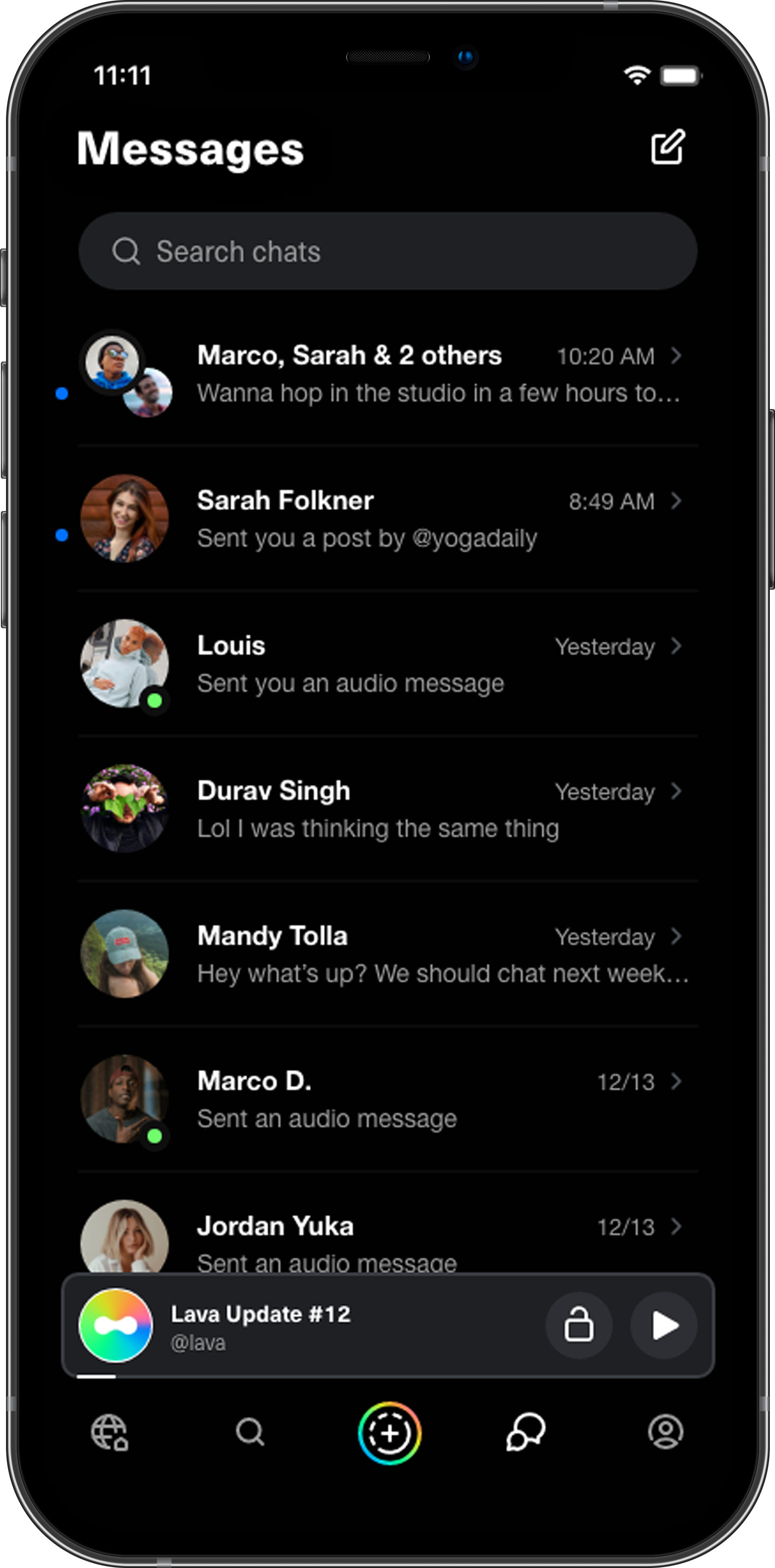 Lava mobile app messaging